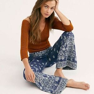 Free People printed denimboho hippy flares/ bells